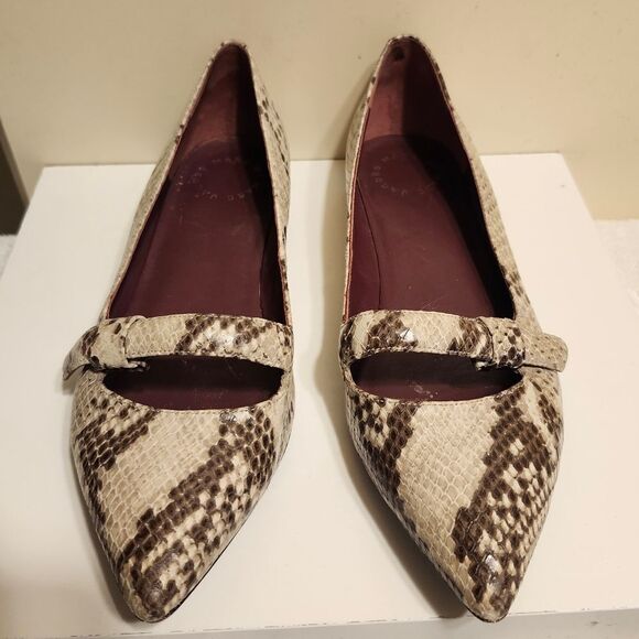 Marc by Marc Jacobs Snake Print Leather Mary Jane Pointy Flats Sz.8/38 Ret.$379 - Picture 2 of 8
